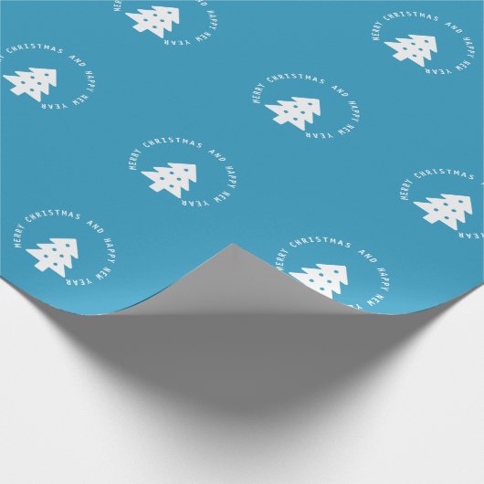 Blue Christmas Tree New Year Ornament Geschenkpapier (Ecke)