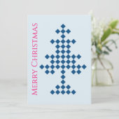 Blue Christmas Tree on Snow Christmas Party Einladung (Stehend Vorderseite)