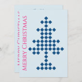 Blue Christmas Tree on Snow Christmas Party Einladung (Vorne/Hinten)