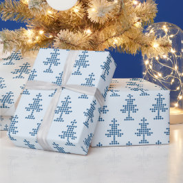 Blue Christmas Tree on Snow Geschenkpapier