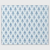 Blue Christmas Tree on Snow Geschenkpapier (Flach)