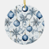 Blue Christmas Tree Ornamente überall in Print (Vorne)