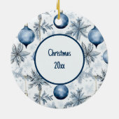 Blue Christmas Tree Ornamente überall in Print (Hinten)