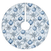 Blue Christmas Tree Ornaments Pattern Polyester Weihnachtsbaumdecke (Vorderseite)