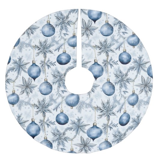 Blue Christmas Tree Ornaments Pattern Polyester Weihnachtsbaumdecke (Vorderseite)