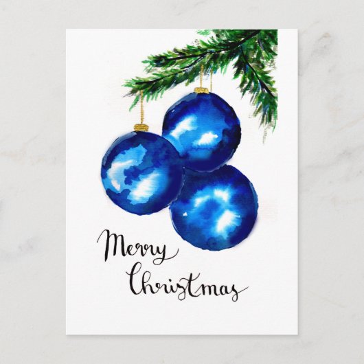 Blue Christmas Tree Ornaments Postkarte (Vorderseite)