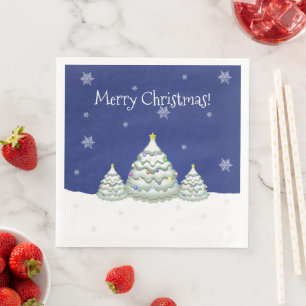 Blue Christmas Tree Paper Napkin Serviette
