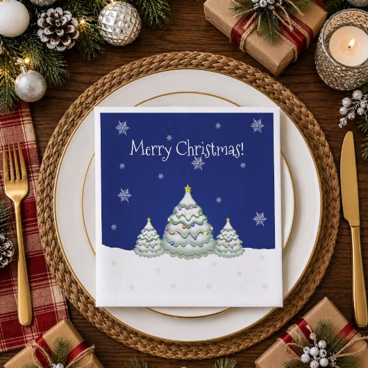 Blue Christmas Tree Paper Napkin Serviette