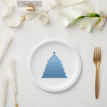 Blue Christmas Tree Paper Plate