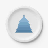 Blue Christmas Tree Paper Plate Pappteller (Vorderseite)