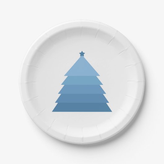 Blue Christmas Tree Paper Plate Pappteller (Vorderseite)