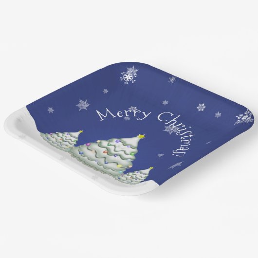Blue Christmas Tree Paper Plate Pappteller (Gewinkelt)