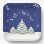 Blue Christmas Tree Paper Plate Pappteller (Vorderseite)