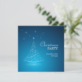 Blue Christmas Tree Party Einladung (Stehend Vorderseite)