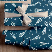 Blue Christmas Tree Pattern Geschenkpapier