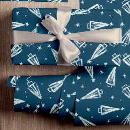 Blue Christmas Tree Pattern Geschenkpapier