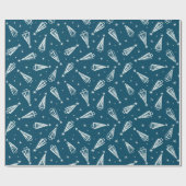 Blue Christmas Tree Pattern Geschenkpapier (Flach)