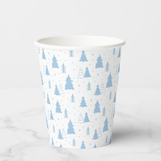 Blue Christmas Tree Pattern Pappbecher (Vorderseite)