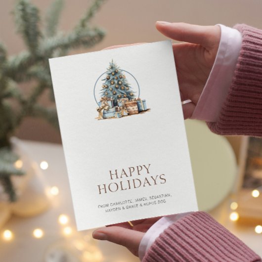 Blue Christmas Tree Personalisiert Feiertagskarte