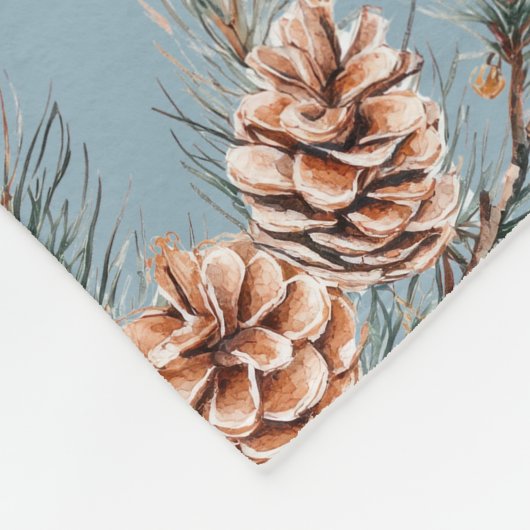 Blue Christmas Tree Pine Cones Ornaments   Fleecedecke (Ecke)
