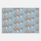 Blue Christmas Tree Pine Cones Ornaments Trumpet Geschenkpapier Set (Vorderseite)