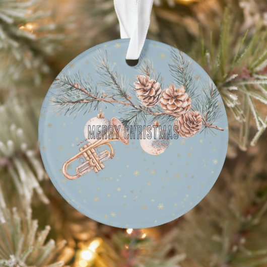 Blue Christmas Tree Pine Cones Ornaments Trumpet Ornament (Baum)