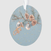 Blue Christmas Tree Pine Cones Ornaments Trumpet Ornament (Vorderseite)