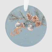 Blue Christmas Tree Pine Cones Ornaments Trumpet Ornament (Vorderseite)