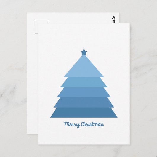Blue Christmas Tree Postcard Postkarte (Vorne/Hinten)