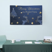 Blue Christmas Tree Rentier Stars Banner (Messeveranstaltung)