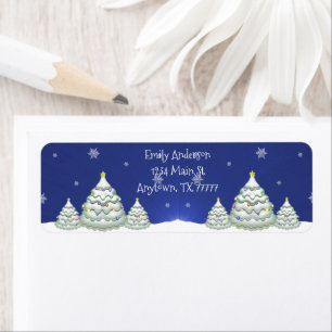 Blue Christmas Tree Rücksendeadresse Label
