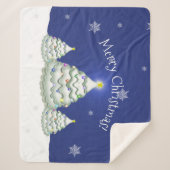 Blue Christmas Tree Sherpa Blanket Sherpadecke (Vorderseite)