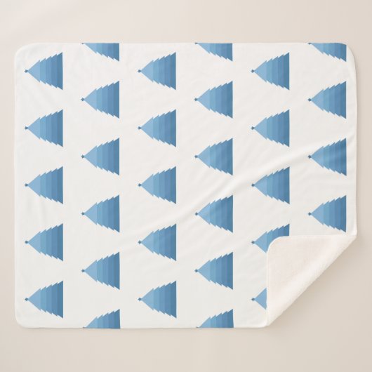 Blue Christmas Tree Sherpa Blanket Sherpadecke (Vorderseite (Horizontal))