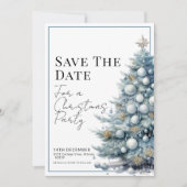Blue Christmas Tree Silver Baubles Save the Date Einladung (Vorderseite)