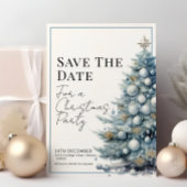 Blue Christmas Tree Silver Baubles Save the Date Einladung
