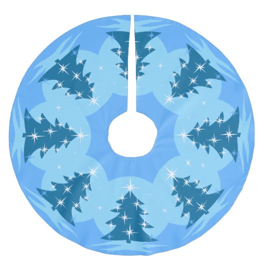Blue Christmas Tree Skirt Blue Holiday Deco Polyester Weihnachtsbaumdecke (Vorderseite)