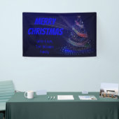 Blue Christmas Tree Stars String of Lights Elegant Banner (Messeveranstaltung)