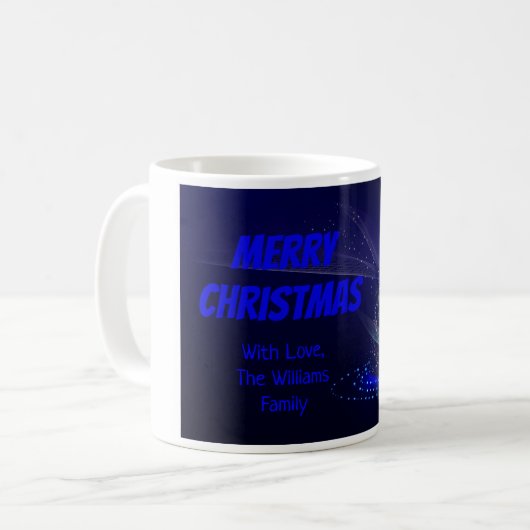 Blue Christmas Tree Stars String of Lights Elegant Kaffeetasse (Vorderseite Links)