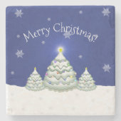 Blue Christmas Tree Stone Untersetzer (Vorderseite)