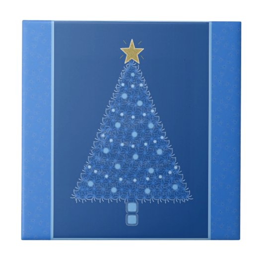 Blue Christmas Tree Tile Fliese (Vorderseite)