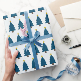 Blue Christmas Tree und Golden Star, Seite an Seit Geschenkpapier