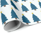 Blue Christmas Tree und Golden Star, Seite an Seit Geschenkpapier (Rolleneckpunkt)