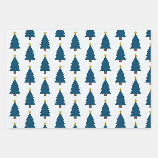 Blue Christmas Tree und Golden Star, Seite an Seit Geschenkpapier Set (Vorderseite 2)