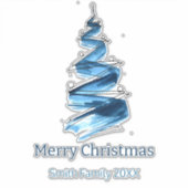 Blue Christmas Tree Watercolor Aufkleber (Vorderseite)