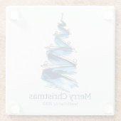 Blue Christmas Tree Watercolor Glasuntersetzer (Rückseite)