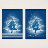 Blue Christmas Tree Weihnachtsgeschenk Tag (Vorne & Hinten)