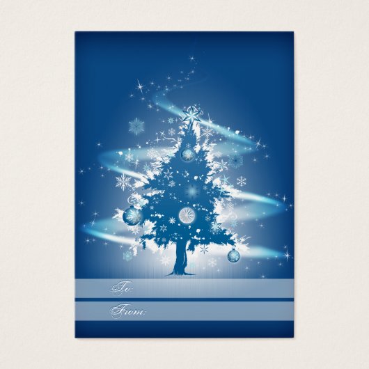 Blue Christmas Tree Weihnachtsgeschenk Tag (Vorderseite)