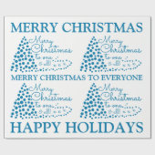 Blue Christmas Tree, Weihnachtswrapping Paper Geschenkpapier (Flach)