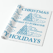 Blue Christmas Tree, Weihnachtswrapping Paper Geschenkpapier (Ungerollt)
