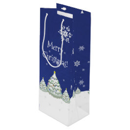 Blue Christmas Tree Wine Gift Bag Geschenktüte Für Weinflaschen